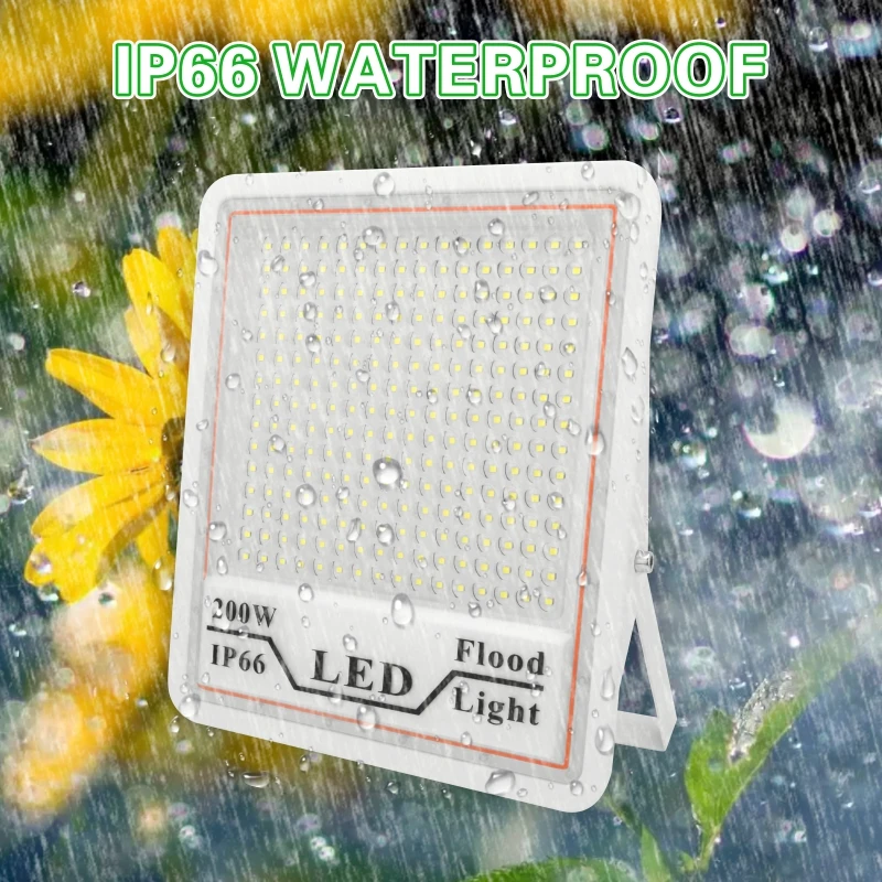 Reflector LED sin parpadeo, luz de inundación de CA 110V, 220V, 200W, 100W, 50W, iluminación exterior, IP66, luces de jardín impermeables, 85-265V