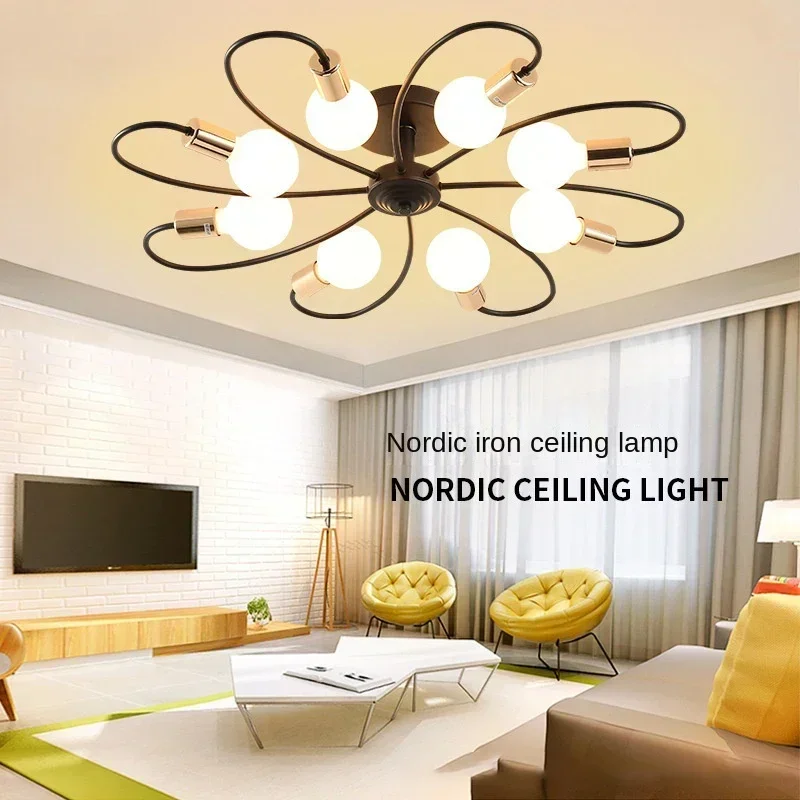 LED Nordic Ceiling LightLiving Room Bedroom Light Modern and Minimalist Room Internet Red and Creative Lighting Fixtures