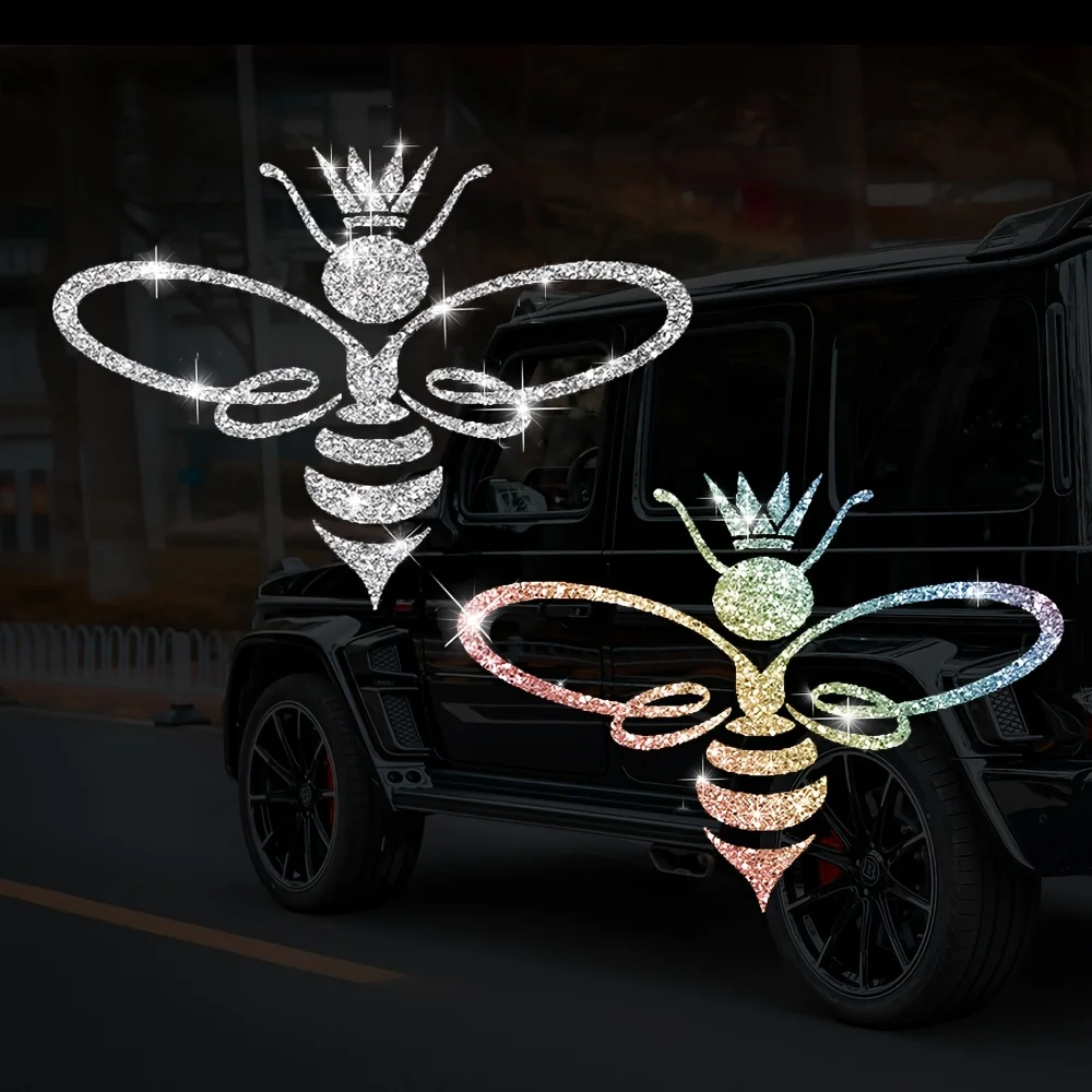 

1pc Small Bee Car Sticker Bling Shiny Fashion Decoration Car Sticker Car Door Sticker Car Window Sticker Reflective Car Sticker Car Decal