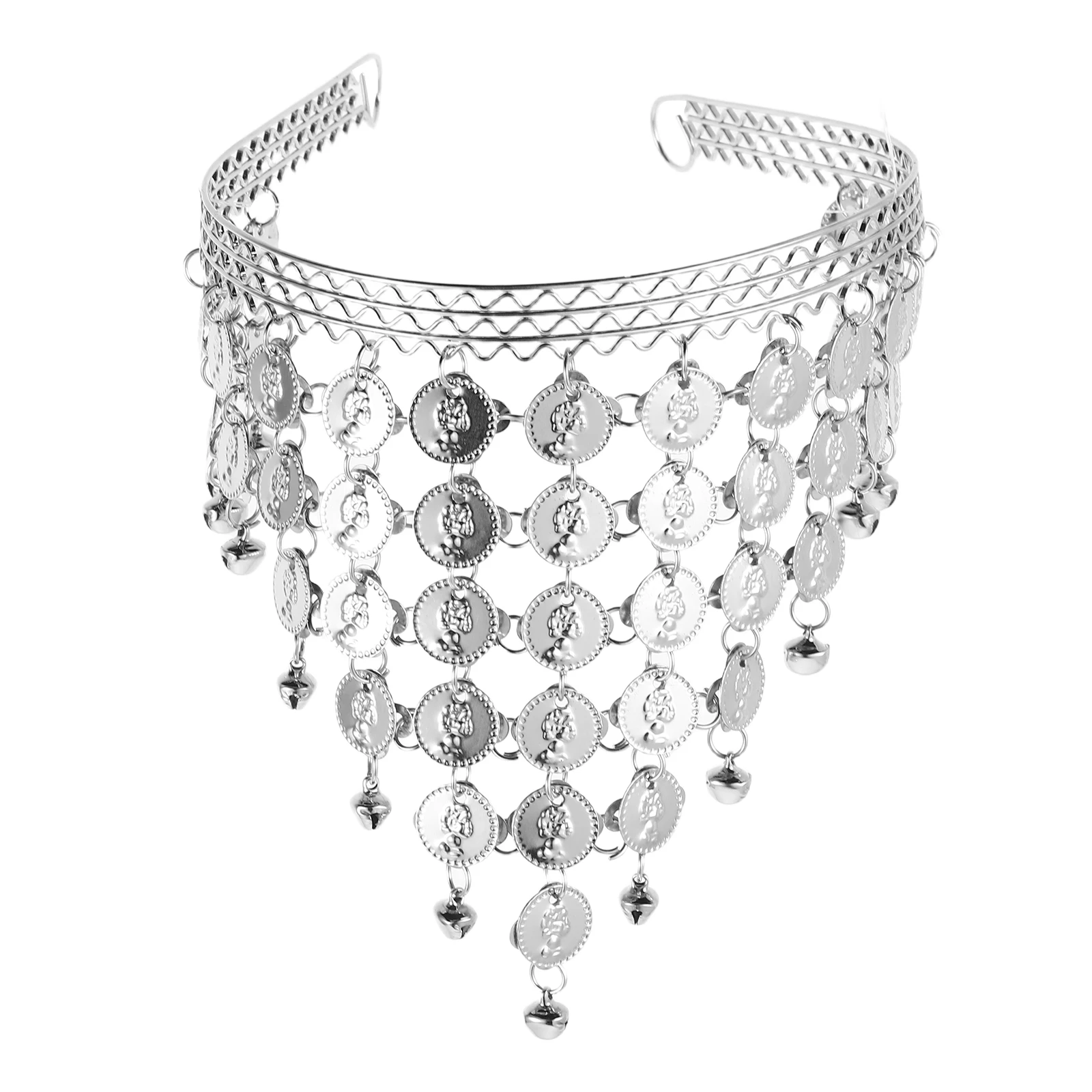 

1pc Indian Dance Forehead Headpiece Indain Headband Forehead Headpiece Women Belly Dancer Costume Silver Ornament Reusable