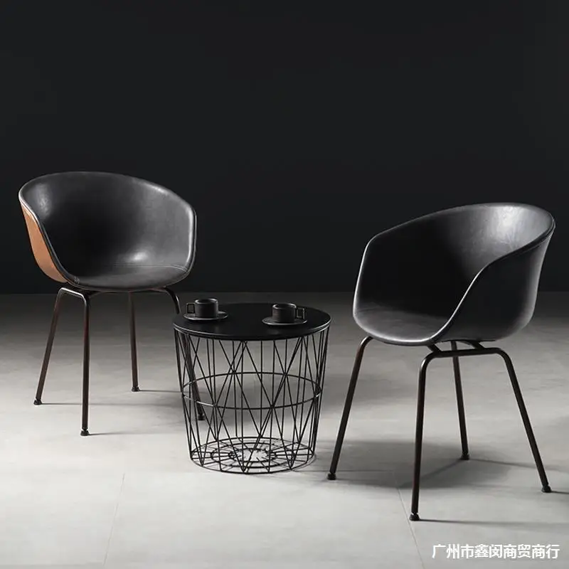 Nordic luxo jantar cadeira estilo industrial moderno e minimalista voltar cadeira de couro casa jantar cadeira café varanda