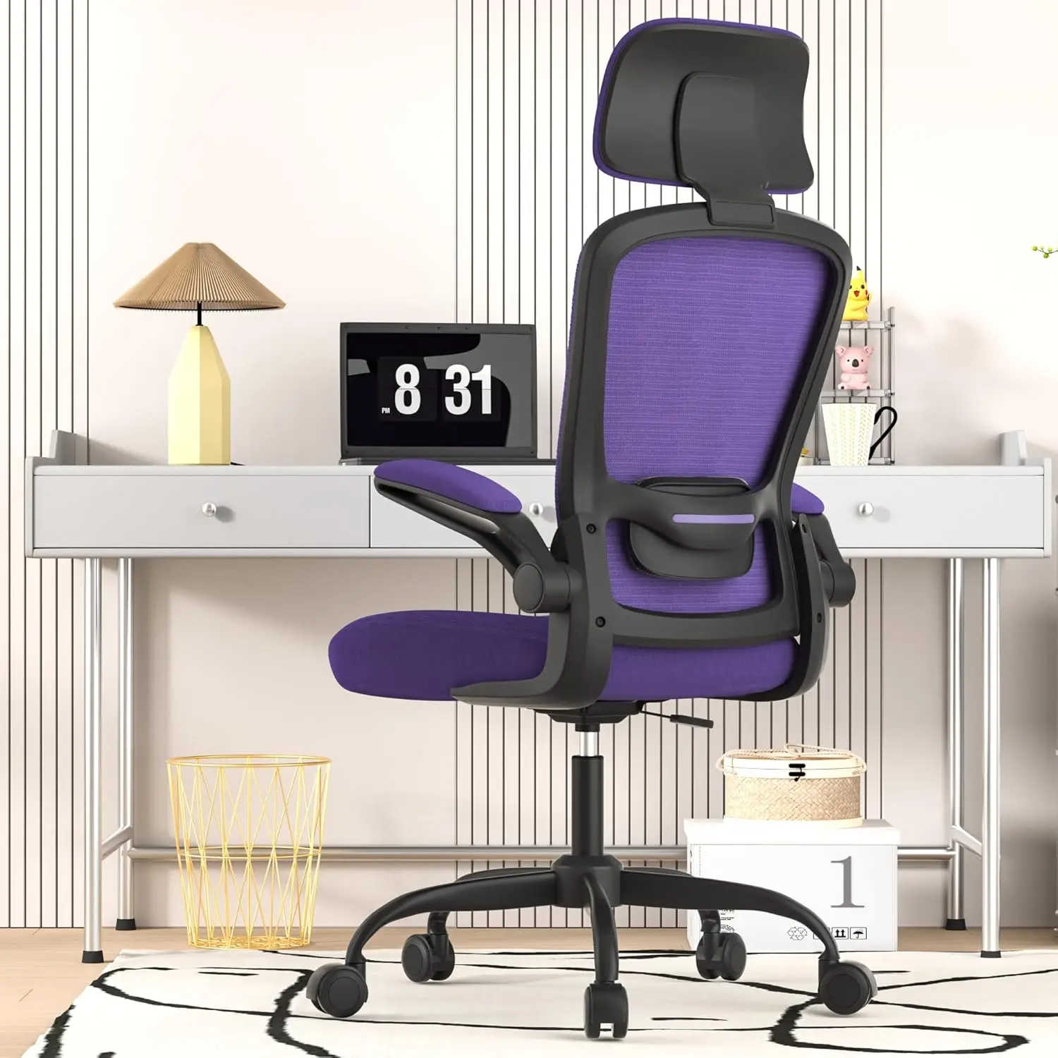 

Ergonomic Office Chair For Long Hours & Ba Pain Relief – Adjustable Lumbar Support & Headrest, High-Density Foam Cushion,