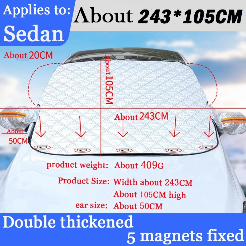 Tampas impermeáveis do carro, Meio toldo ao ar livre, Anti Snow Windshield, Sunshade de algodão protetor, Ice Frost, Anti-Frost, Tampa impermeável