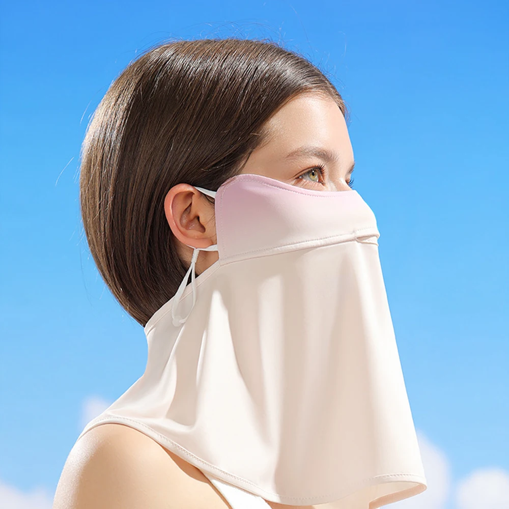 Ice Silk Blush Gradient Sunscreen Women's Mask Summer Anti-UV Hanging Ear-wearing Breathable Sunshade Shawl Neck Protection