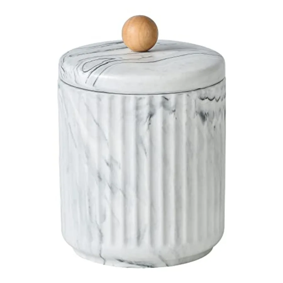 ceramics Bathroom Canister with Lid Qtip Holder Dispenser Jar Cotton Ball, Swab, Pads, Floss, Bathroom Storage Jars Storage Org