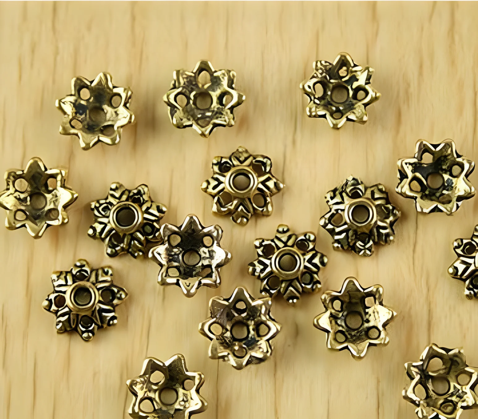 

80pcs 9mm Alloy matel antiqued gold flower beads caps HWH2074