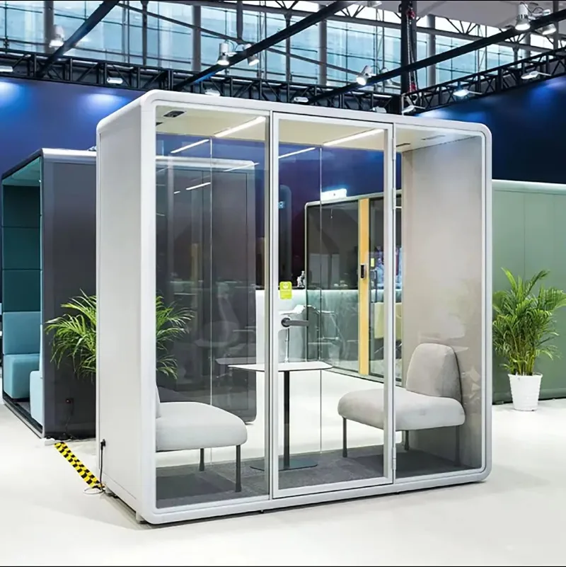 Door Hidden Framed Soundproof Booth Suitable For 2 People Meeting Acoustic Room Thin Office Silent Pods With Magnet Lock