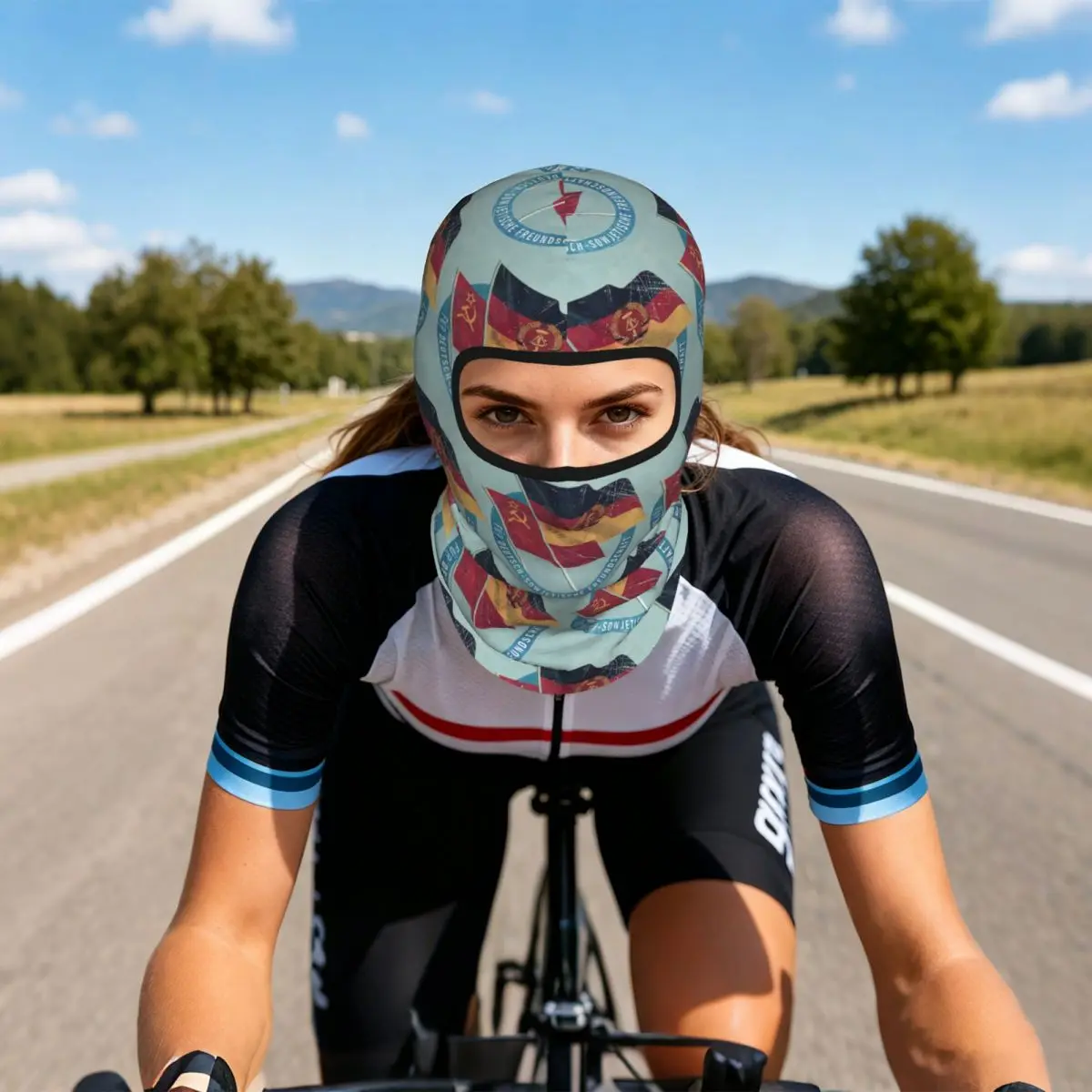 German DDR CCCP Friendship Badge Breathable Thin Balaclava Full Face Mask Sun Protection Neck Gaiter For Motorcycle Fishing