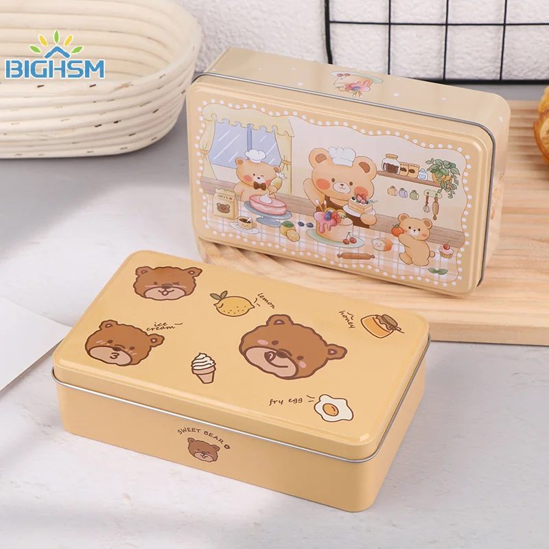 Caja rectangular de hojalata navideña, cajas de almacenamiento de regalo, caja vacía para galletas y dulces, regalo de fiesta de Navidad, estuche organizador de artículos diversos, 1 ud.
