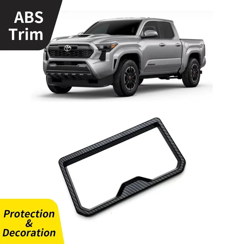 

For Toyota Tacoma 2024 2025 Car Interior Front Water Cup Cover Trim ABS Carbon Fiber Pattern Black 1 Pc Car Styling