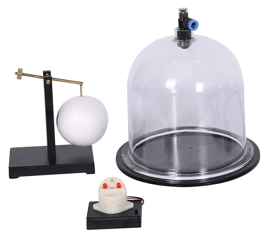 교육용 바로스코프 유리 벨 항아리가 있는 진공 상태의 물리적 벨