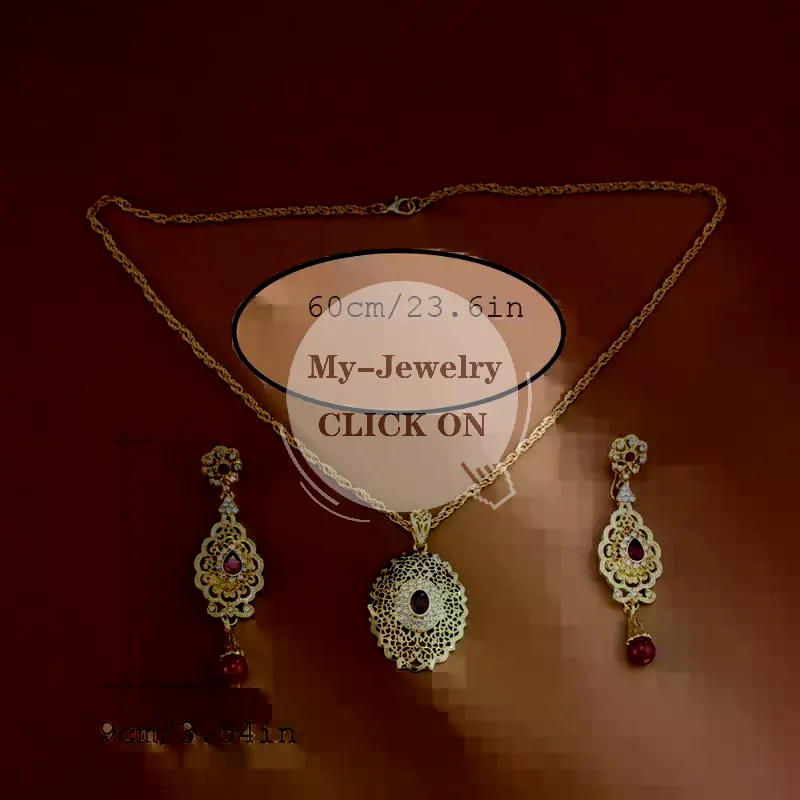 Women's Fashion Moroccan Jewelry Set Vintage Luxurious Necklace Earrings Retro Ethnic Style for Prom Date Anniversary Gift