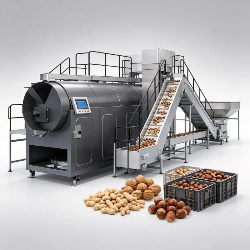 Continuous Flavored Cashew  Industrial Gas Electric Groundnut Peanut Nut Cereal Roasting Roast Machine