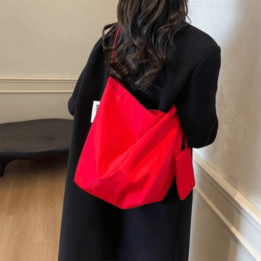 Purse Solid Color Square Tote Bag Versatile Large Capacity Women's Handbag Korean Style Leisure Canvas Shoulder Bag Shopping