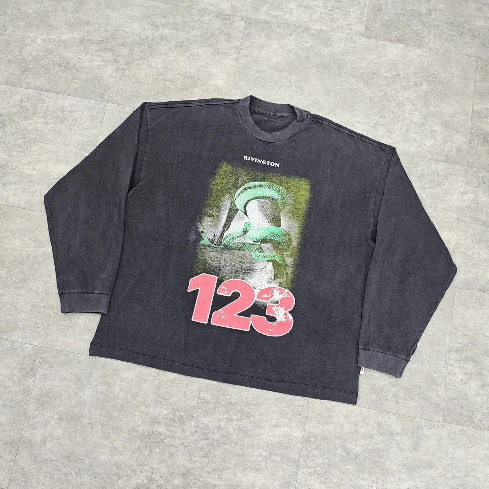 

Yao Fashion RRR123 Винтажные повседневные свободные спортивные хлопковые футболки с графическим принтом и длинным рукавом для мужчин