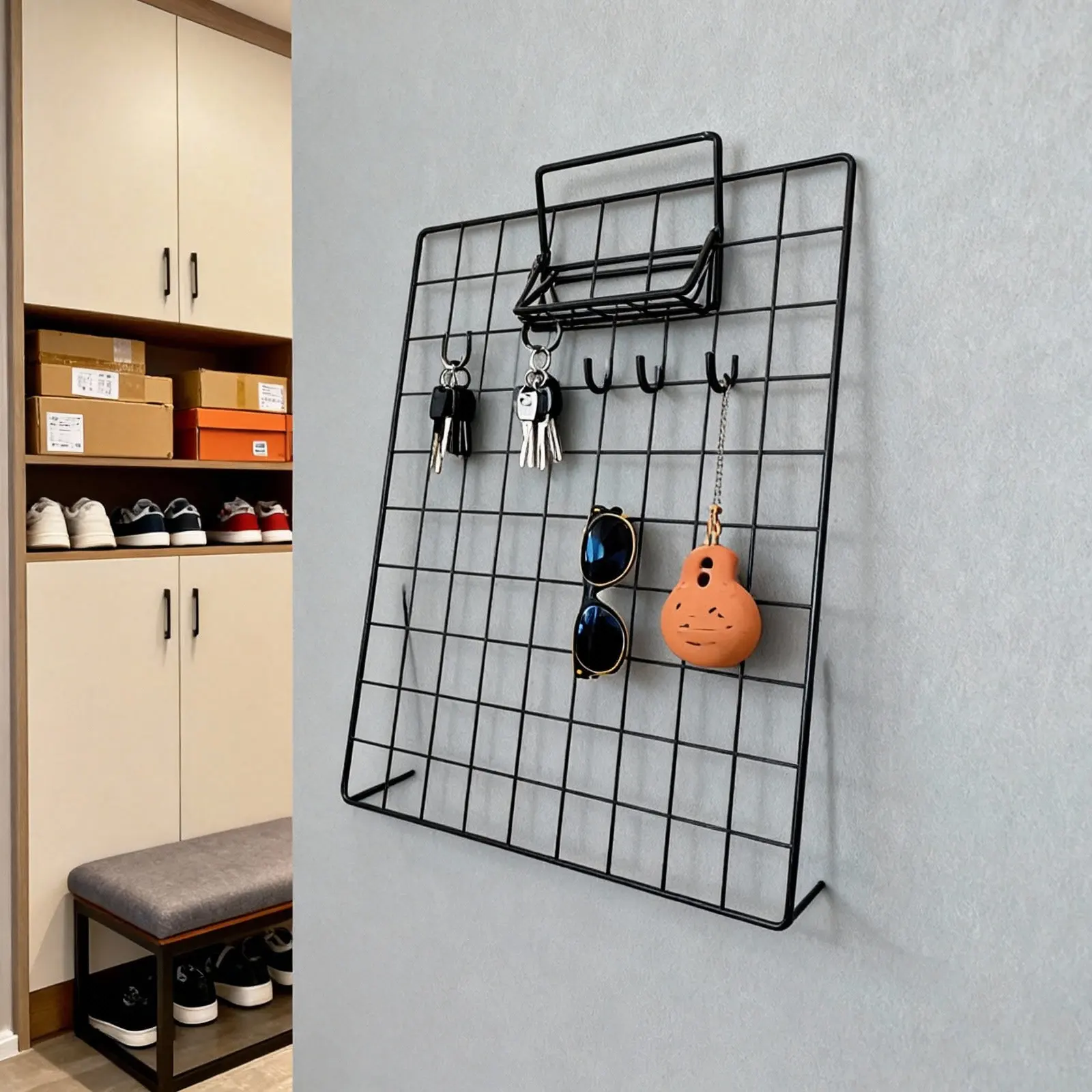 Grid Display Rack Solid Metal Display Holder Stand Countertop Shelf Perfect for Artwork Shop Booth Accessories