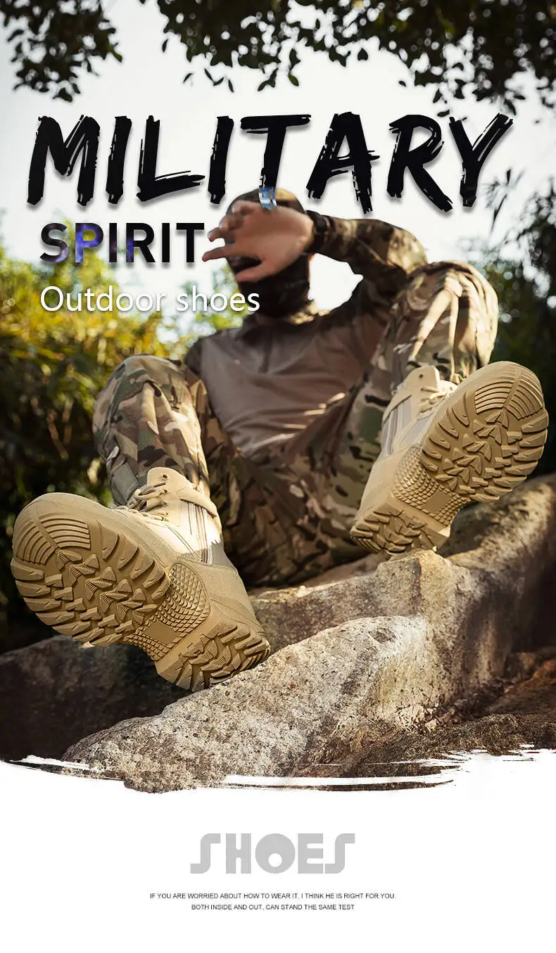 Outdoor-Stiefel für Herren, Knöchelstiefel, dick, hochwertig, sportlich, wasserdicht, rutschfest, Wanderstiefel, verschleißfest, Dschungel-Trekking, Größe 39–47 – Detail 2