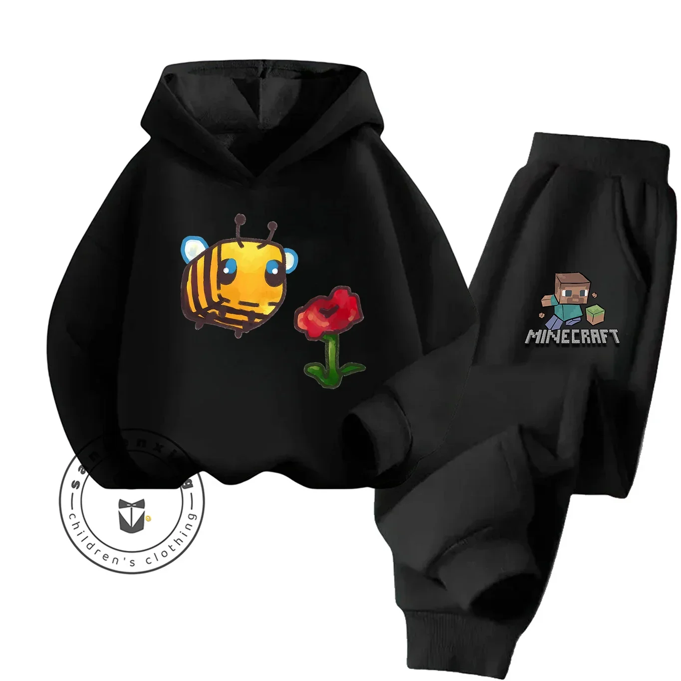 2D ماينكرافت موضة جديدة هوديي مجموعة الكرتون المطبوعة 2025 للأطفال المراهقين بنين بنات عادية الخريف الشتاء