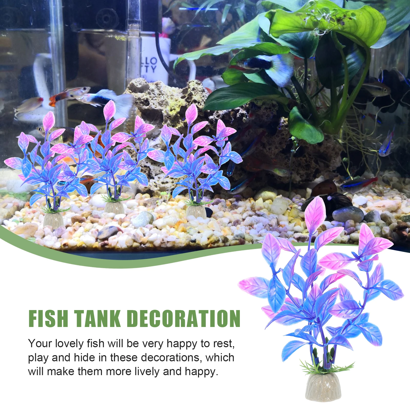 

10pcs Artificial Plants Aquarium Decoration Plastic Fish Tank Accessories Lifelike Plants for Underwater L scape