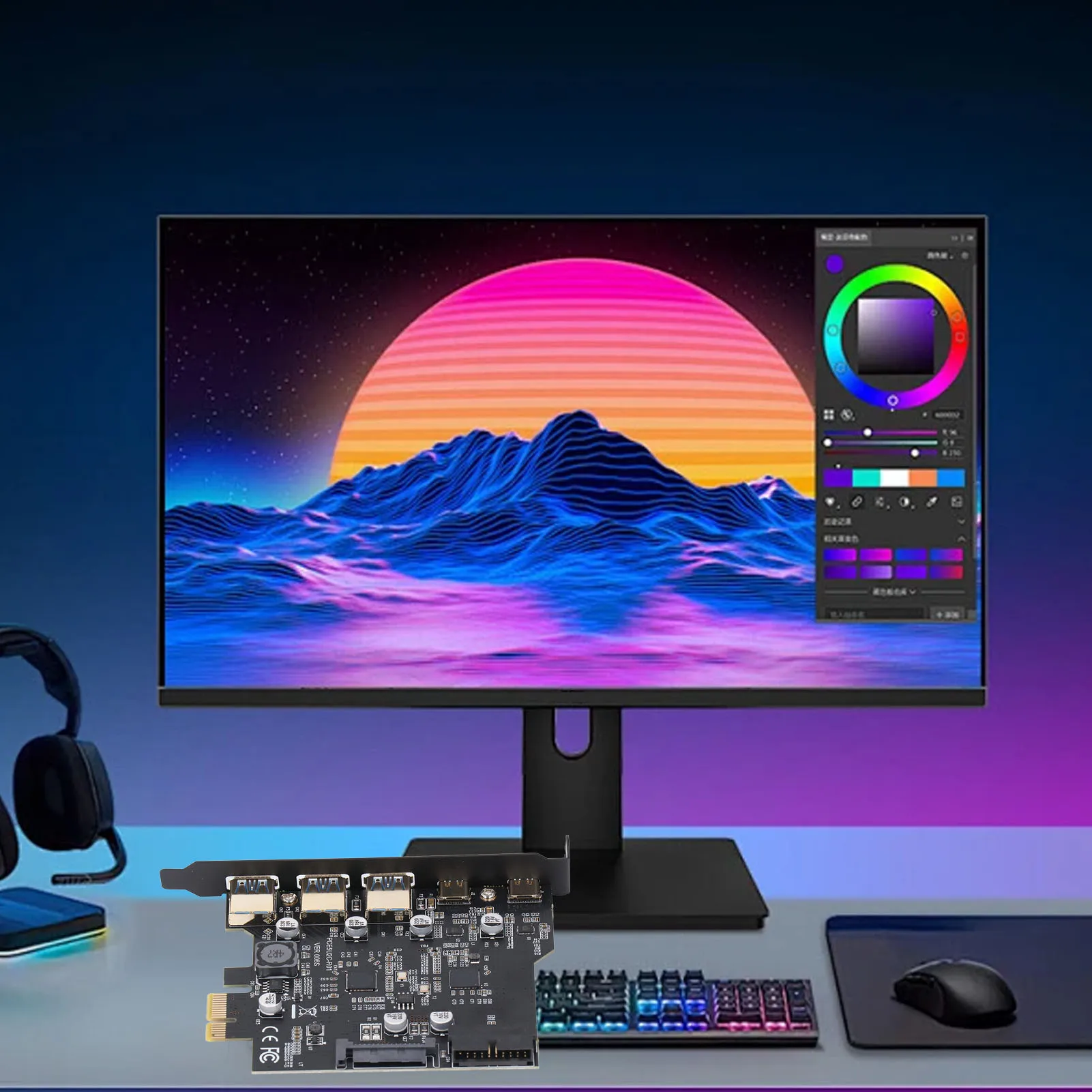 

Карта расширения PCIe PCIe к USB 3.2 Стабильная карта 5 портов Простая установка 2 USB Type C 20 Гбит/с для настольного ПК для Windows