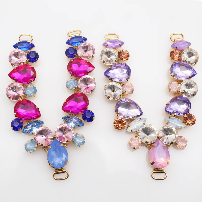 1pcs Color Crystal Rhinestone Metal Sandals Shiny Accessories Beach Flip-Flops Swimsuit Chain Link Decoration Chain Link