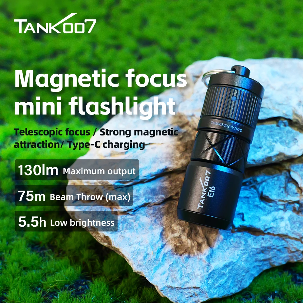 

TANK007 Мини масштабируемый светодиодный фонарик USB-C перезаряжаемый магнитный брелок-фонарики водонепроницаемый карманный фонарик для кемпинга и пешего туризма