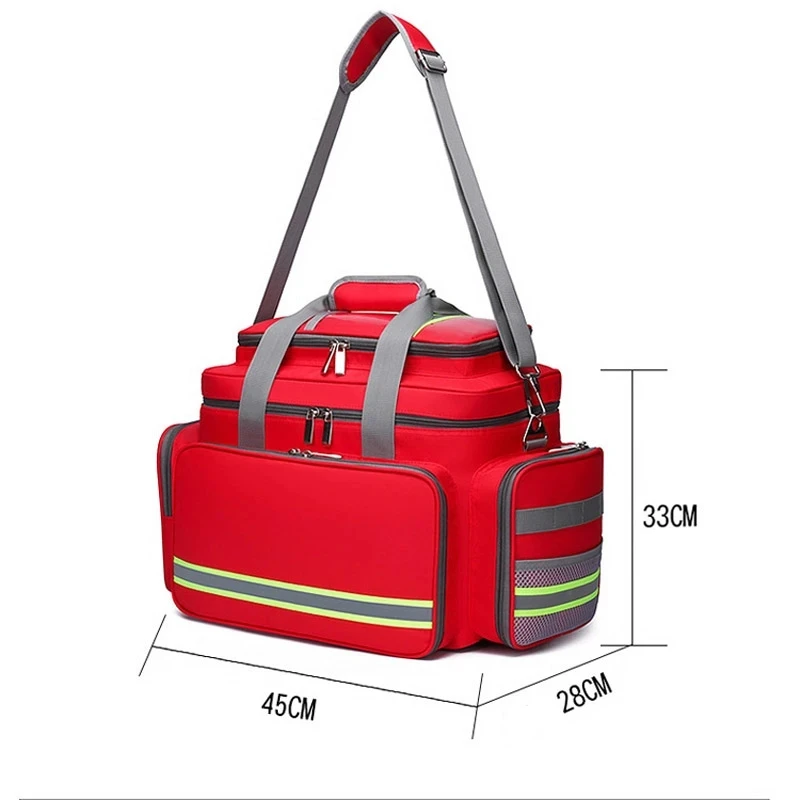 Bolsa médica de primeros auxilios para exteriores, bolsa de rescate de emergencia de gran capacidad, vacía, impermeable, reflectante, Oxford, bolsas de viaje multibolsillo