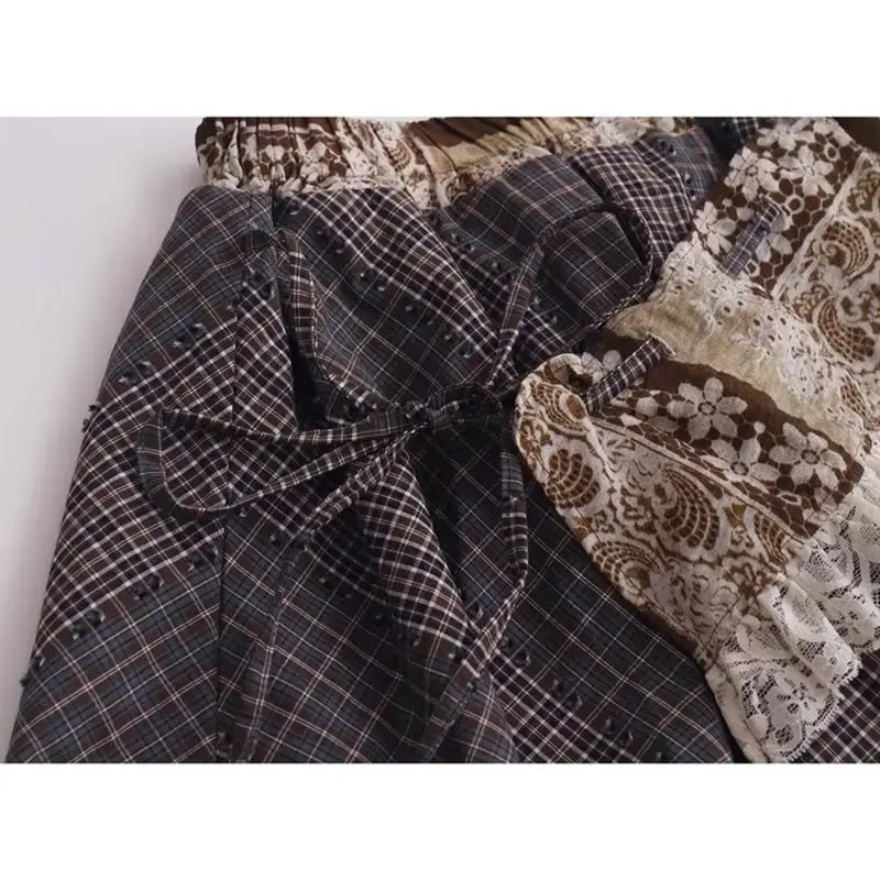 

Летняя мода, новый нишевый дизайн, короткая юбка для женщин, ретро нерегулярная сетка, кружевная юбка с цветочным принтом, женская одежда