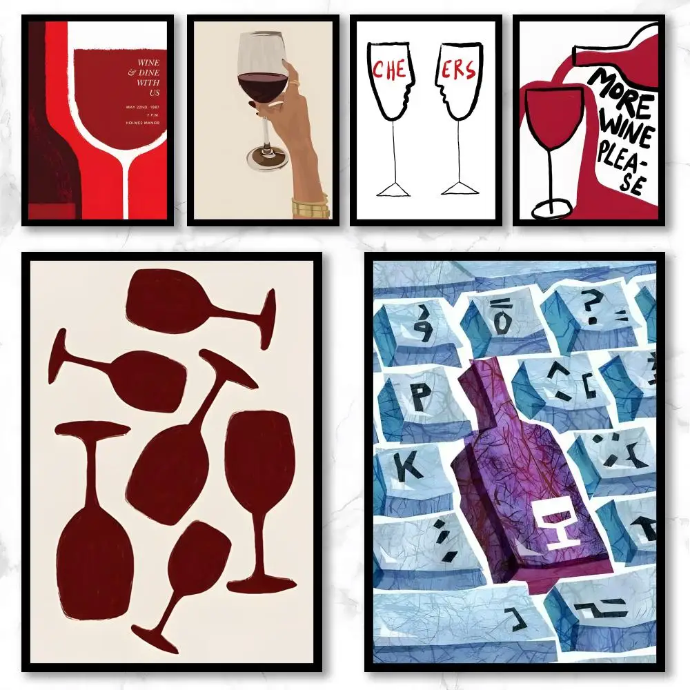 Daily r-red wine glass Poster Premium Art Wall Decor, Simple Ornament for Living and Leisure Areas