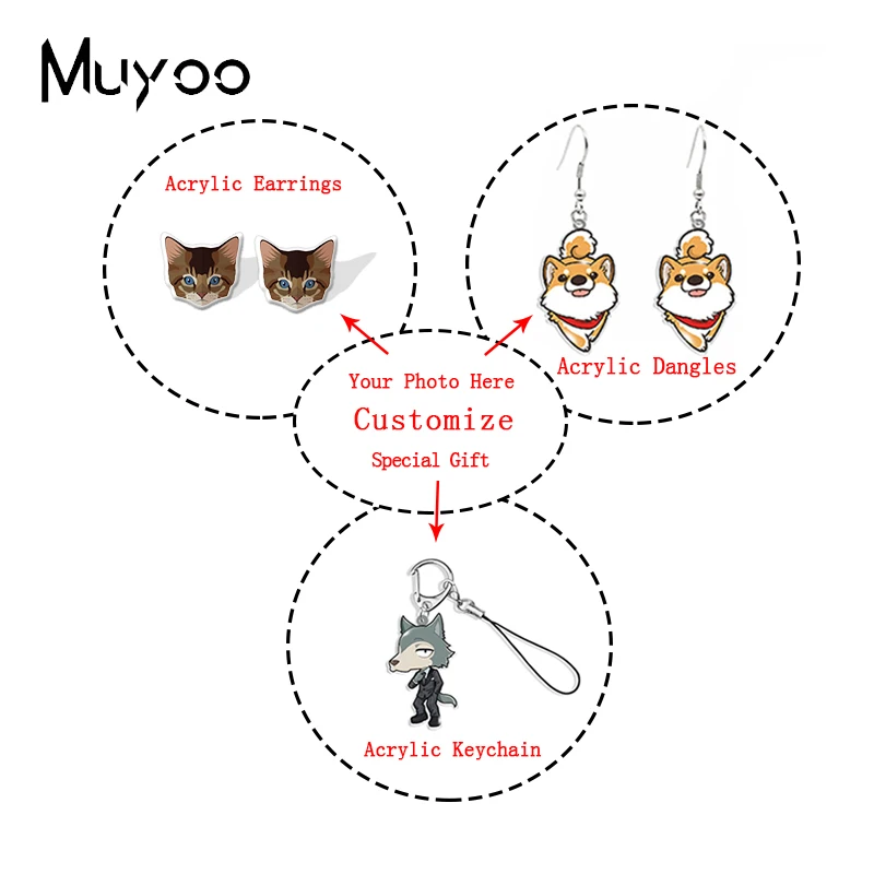 2026 New Arrival Custom Earrings Personalize Pets Photos Customization Handmade Acrylic Epoxy Earrings for Special Gifts OMG