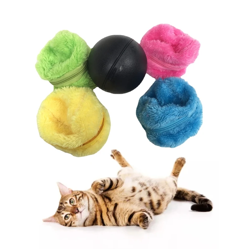 5 Pcs/Set Rolling Ball Battery Powered Electric Automatic Roller Balls with 4pcs Plush Ball Cover New