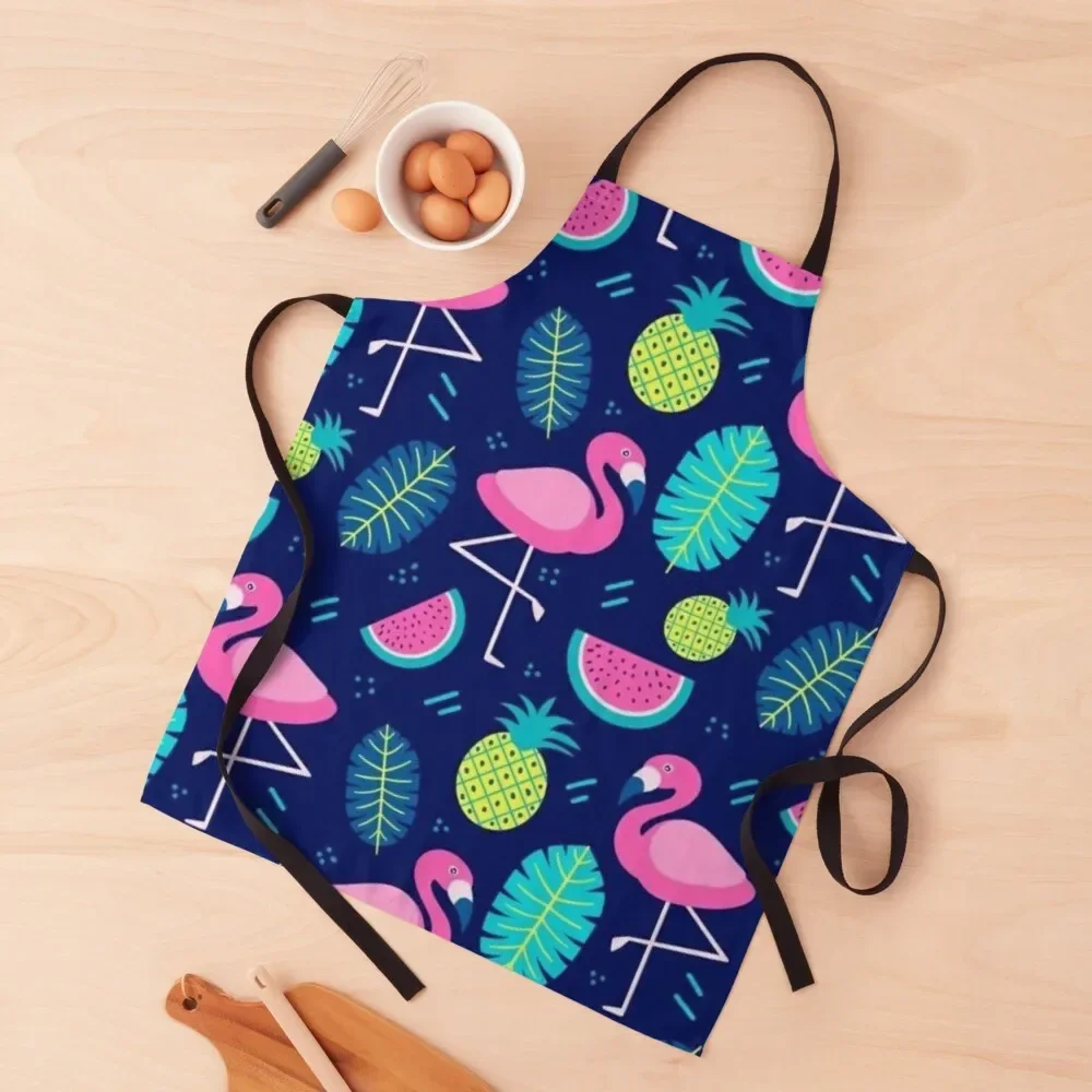 

Flamingoes with leaves and fruits for flamingo lovers| pattern design lovers| gift for all Apron manicurist Apron