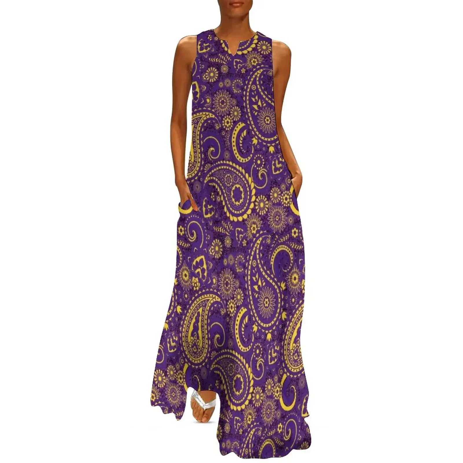 

Paisley Game Day Dress Go Tigers Purple Sparkle Long Dress loose summer dress long women summer