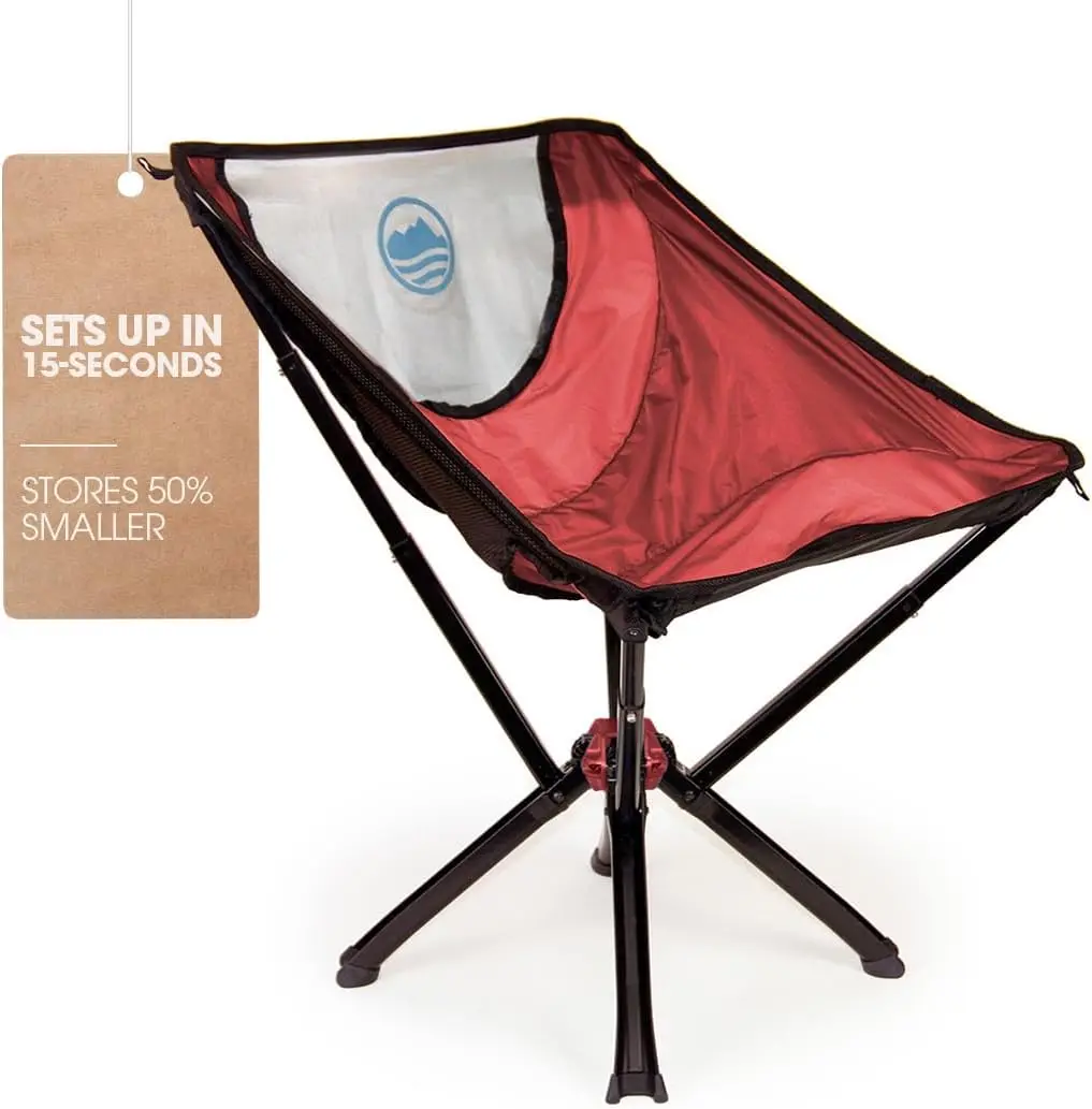 Portable Chair - Lightweight Folding Chair for Camping - Supports 300 Lbs - Perfect for Outdoor Adventures - Red Chair