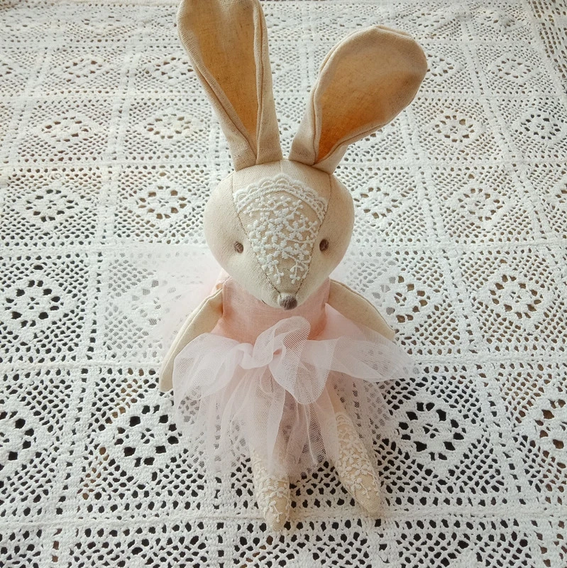 

Handmade Cotton Linen Bunny Plush Toy Soft Eco-Friendly Stuffed Animal Gift for Kids Baby Shower Nursery Decor Easter Gift Rabb
