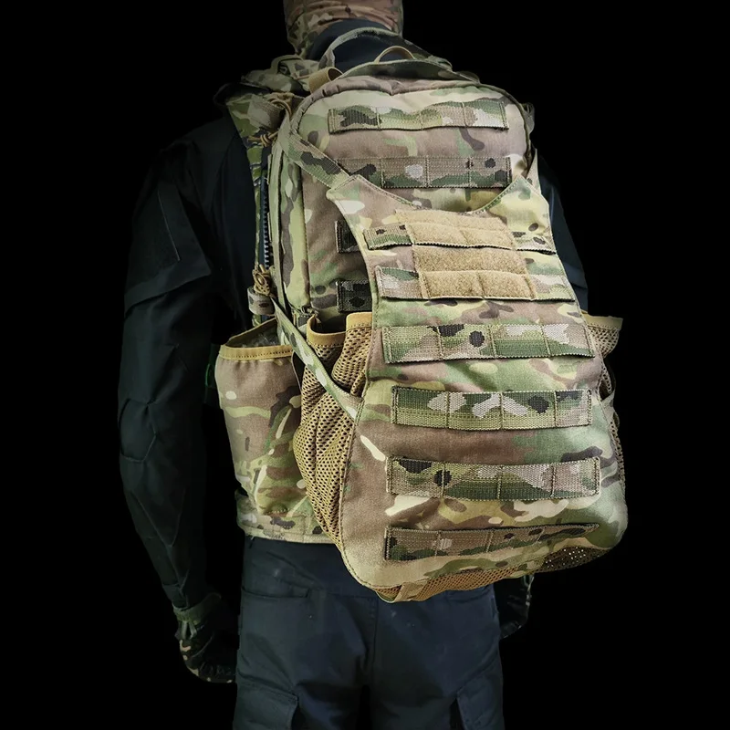 Hunting Hiking Gear Bag Made of 500D Nylon Tactical Rucksack Support Helmet Carry and Water Bladder