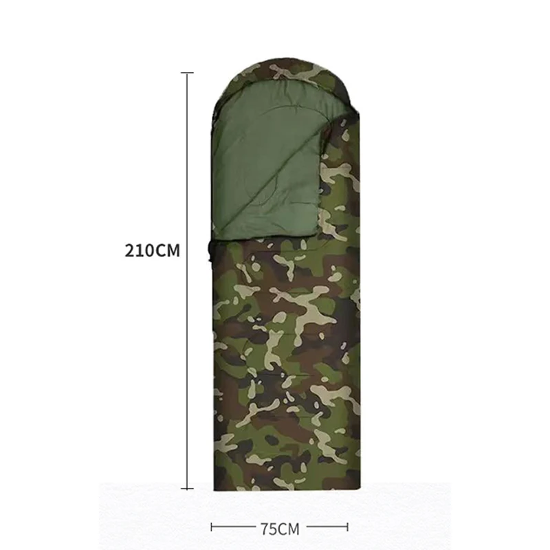 Winter Outdoor Survival Camping Military Camouflage Portable Ultra Light Waterproof Envelope with Hat Sleeping Bag Warm Blanket