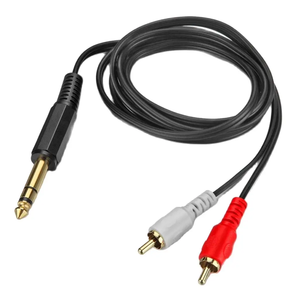 HiFi Stereo Aux Cable 2RCA To 6.35mm 6.35 mm Accessory RCA 3.5 Jack Splitter Cord for Audio Amplifier mixer speaker Recorder DVD