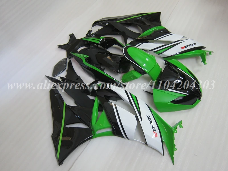 ABS 오토바이 페어링 키트, 가와사키 ZX-6R 636 2009 2010 2011 2012 09 10 11 12 차체 세트에 적합, 블랙 그린, 4 가지 선물, 신제품