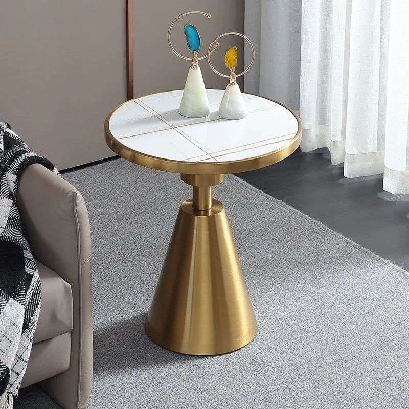 Marble modern creative coffee table, bedside table rock slab creative stainless steel coffee table