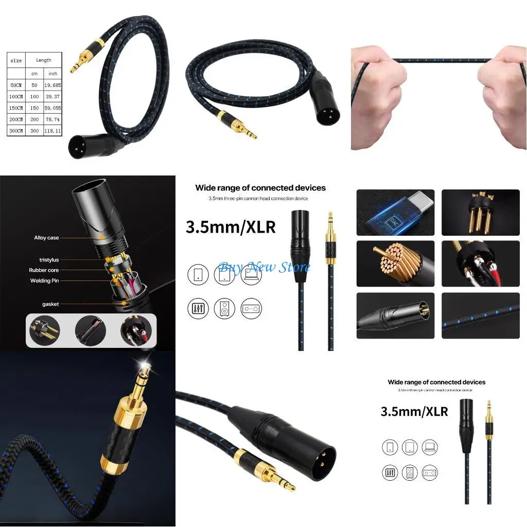 

20CE 3.5mm to XL Male Cable Extension Cord Braiding Cable for Clear & Powerful Sound