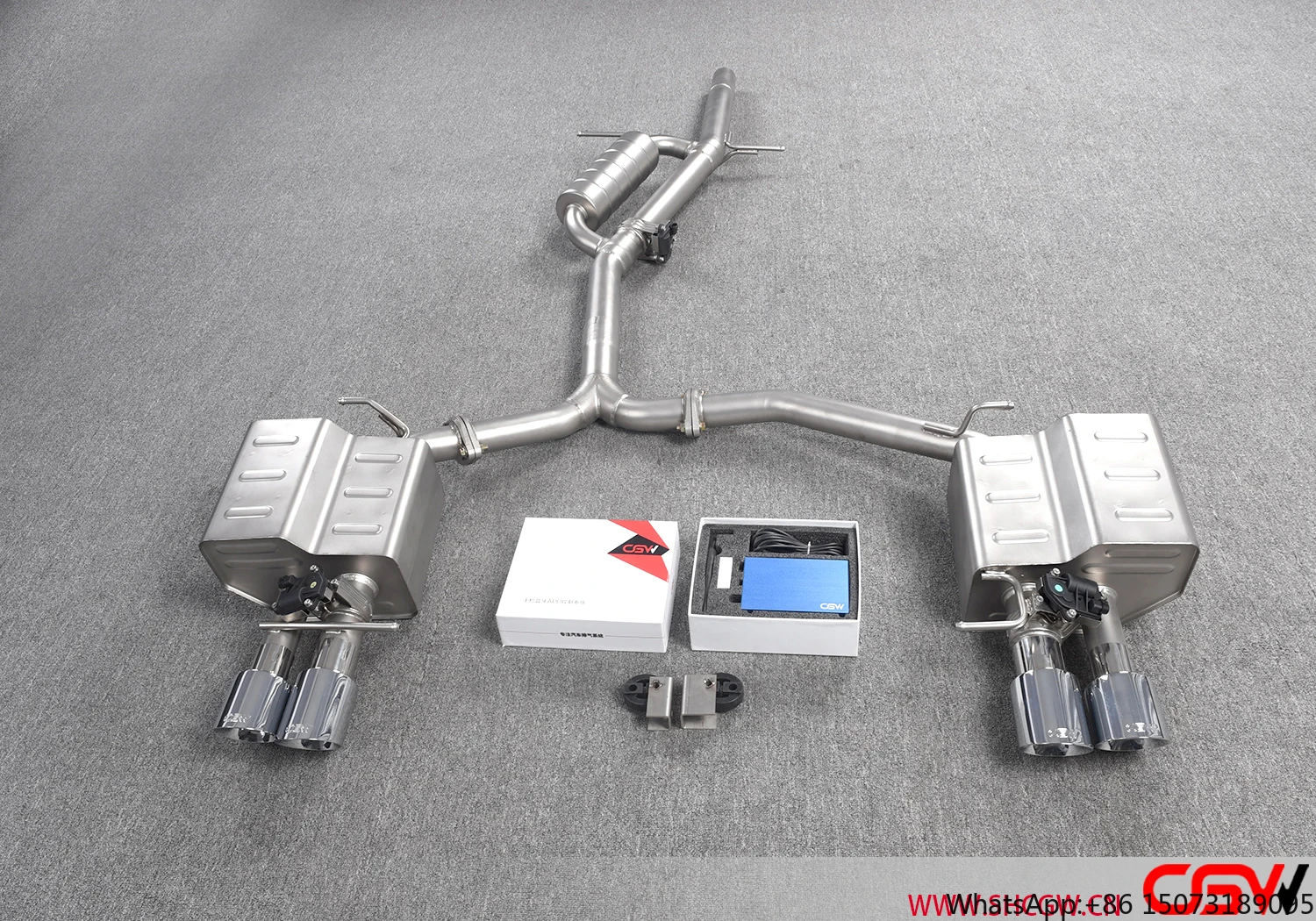 

Automobile Remote Electronic Valve Control Stainless Steel Catback Muffler Car Exhaust Three-valves for A4 A5 B8 2.0T