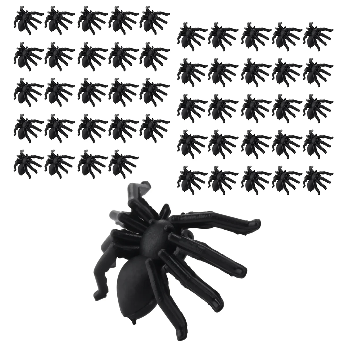 50x Plastic Black Spider Trick Toy Halloween Haunted House Prop Decor