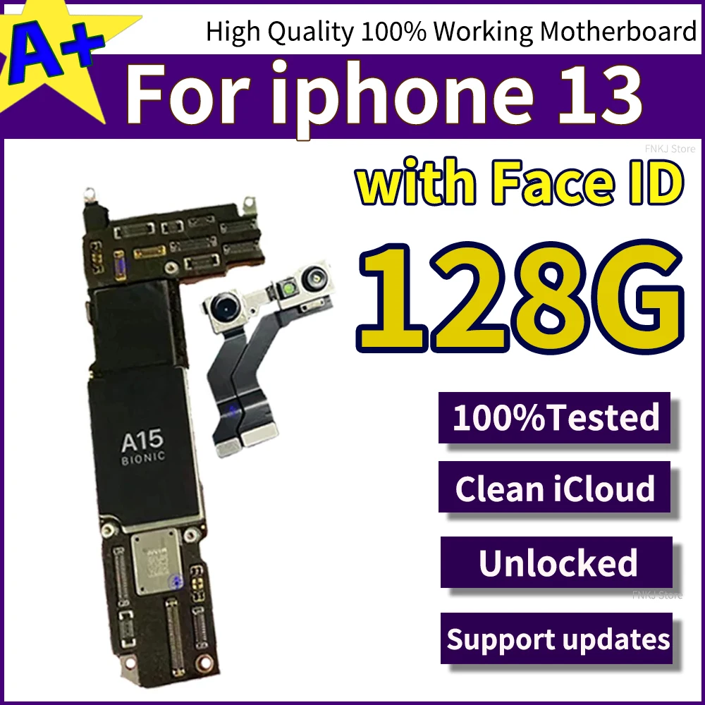 Mainboard Good Working Clean iCloud For iPhone 13 Motherboard with Face ID Support iOS Update Logic Board Unlocked Fully Tested