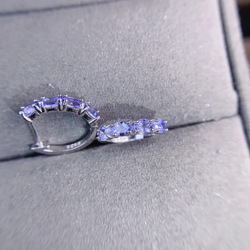 Natural Tanzanite earring Oval Cut Blue Gemstone,Genuine Sterling Silver December Birthstone Engagement earring,Promise Ring
