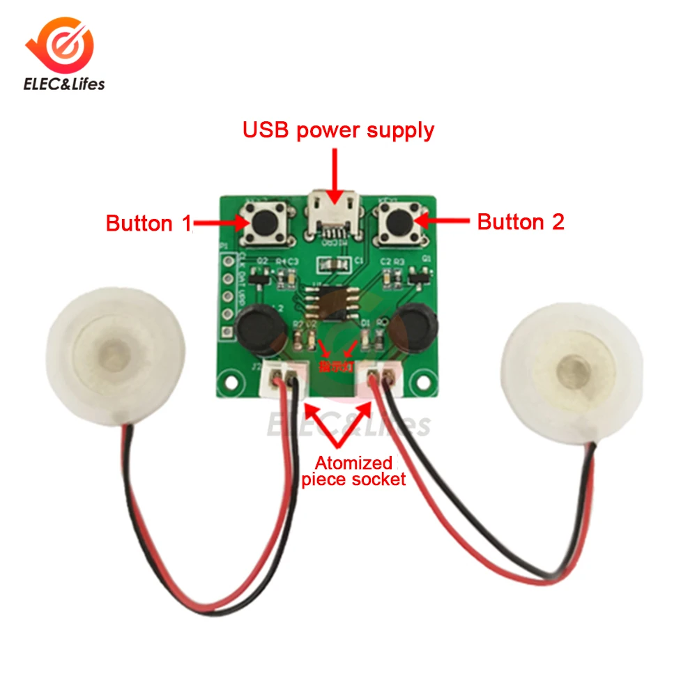 Dual spray atomization module USB humidifier driving circuit board atomization experimental equipment ultrasonic DIY incubation