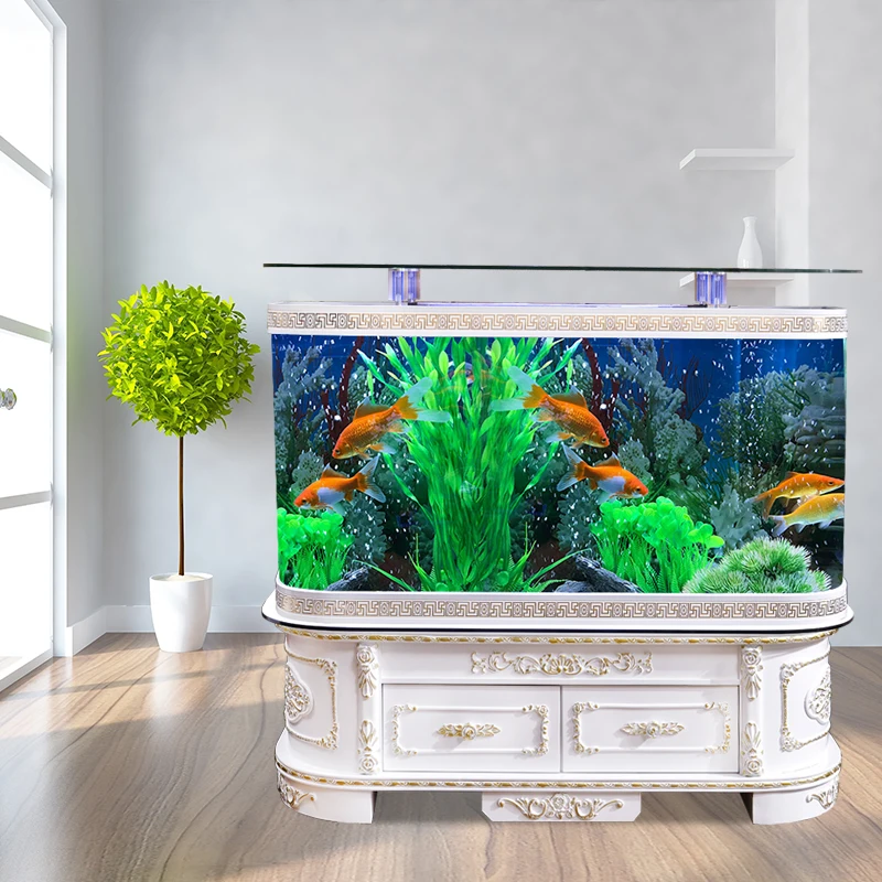 Fish tank living room small 2024 new living room home floor lazy water-free large landscaping ecological aquarium