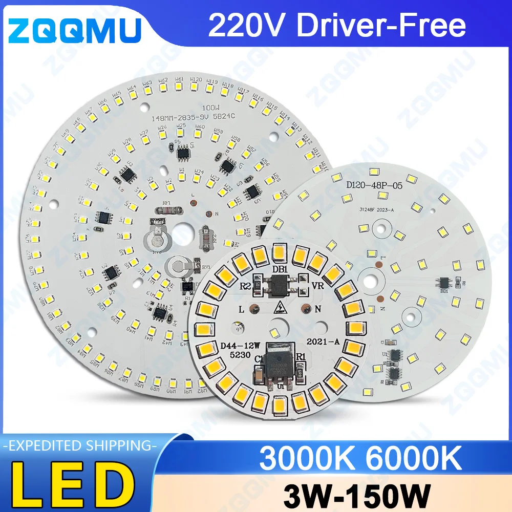 LED Chip 3W 5W 7W 9W 12W 15W 18W 24W 40W 50W 100W 150W Driver-Free AC 220V-240V LED Bulb Spotlight PCB Light Source Board