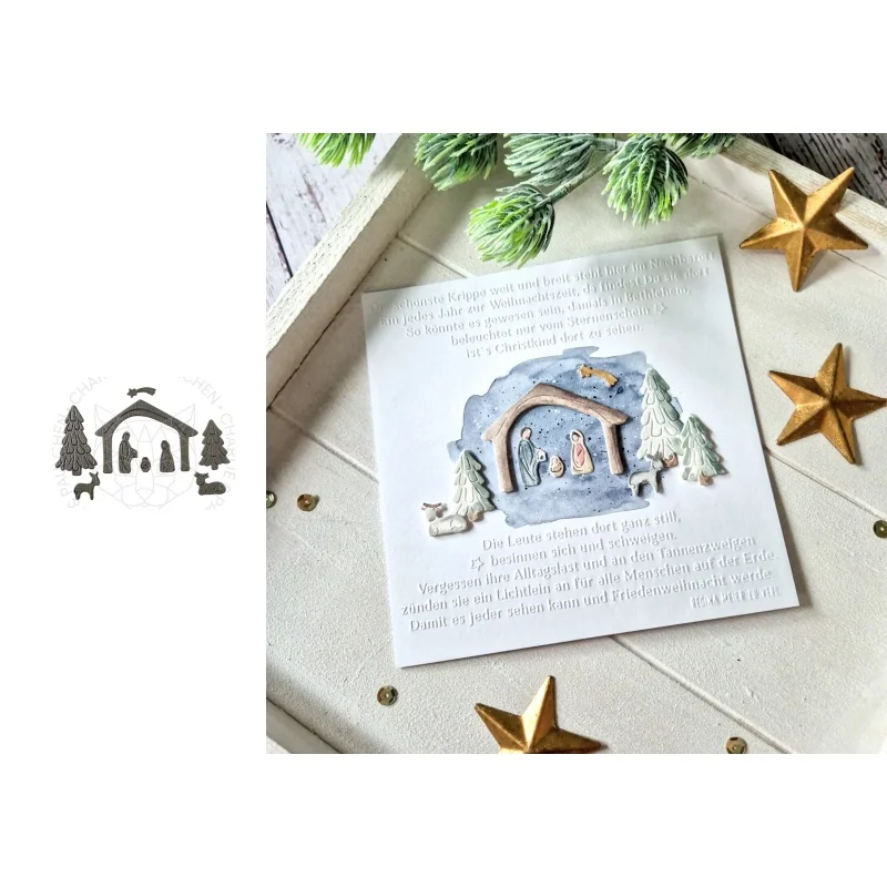Neues Produkt Vorverkauf Weihnachten Eltern-Kind Stanzformen und Stempel DIY Scrapbook Album Dekoration Geprägtes Papierkarten-Set