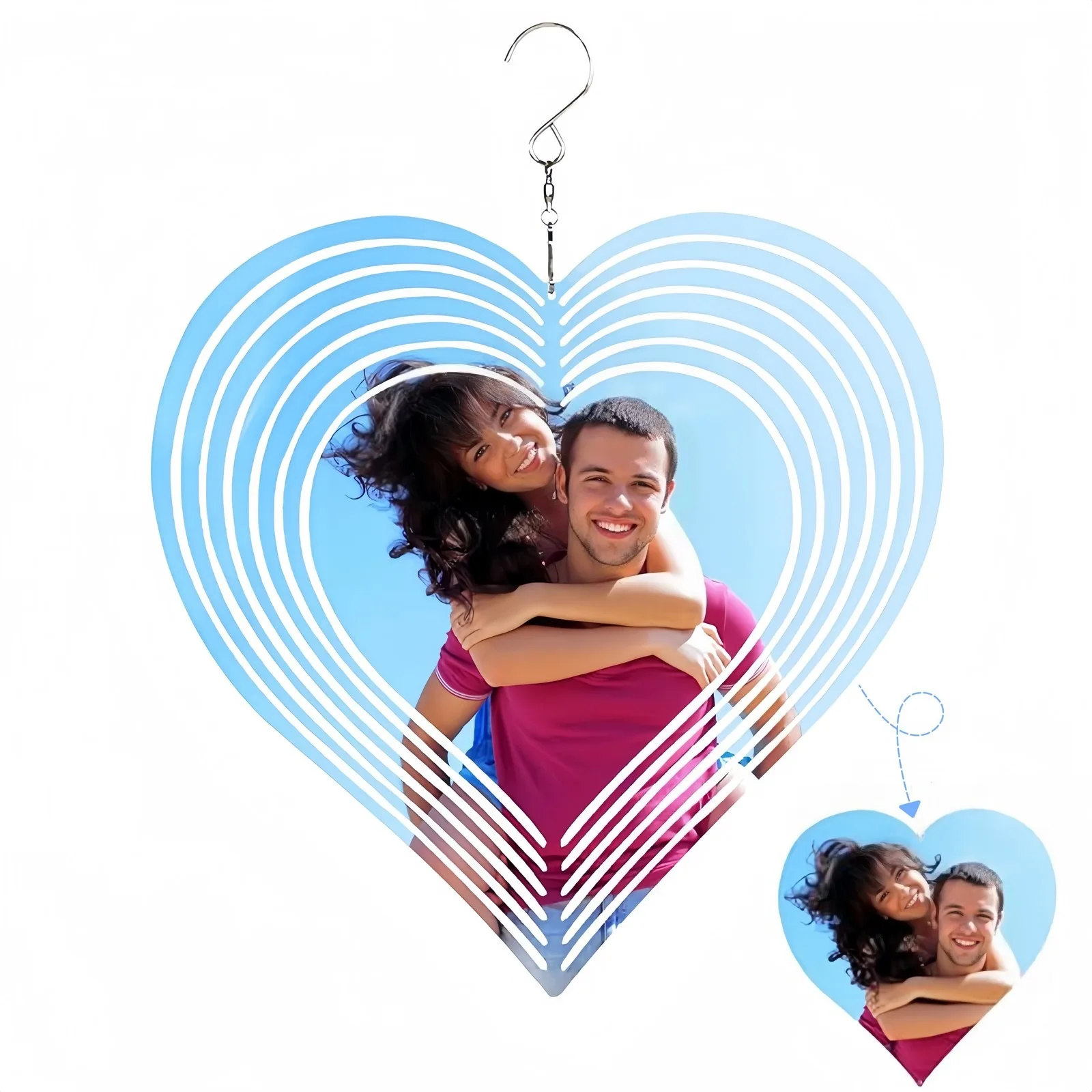 

Couple Memory Custom Photo Heart Wind Spinner Outdoor Garden Decor